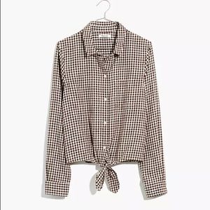 Madewell Flannel Tie-Front Shirt Gingham Check S